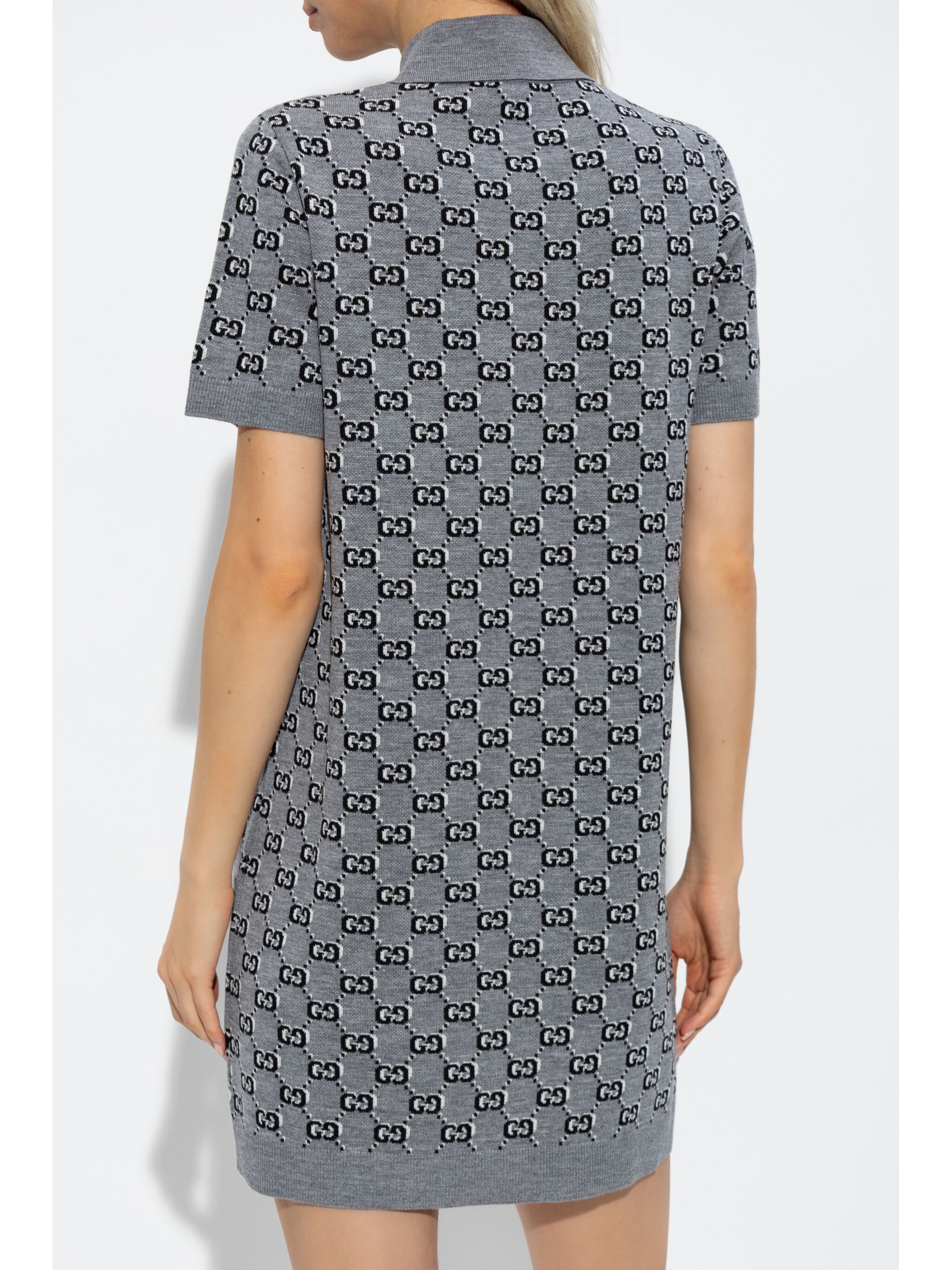 wool jacquard polo dress