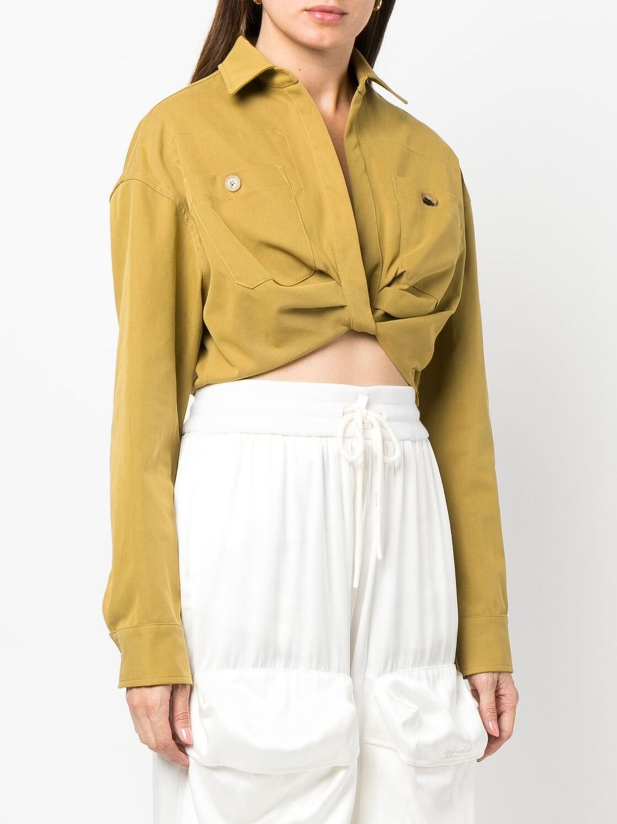 twist-front cropped cargo shirt