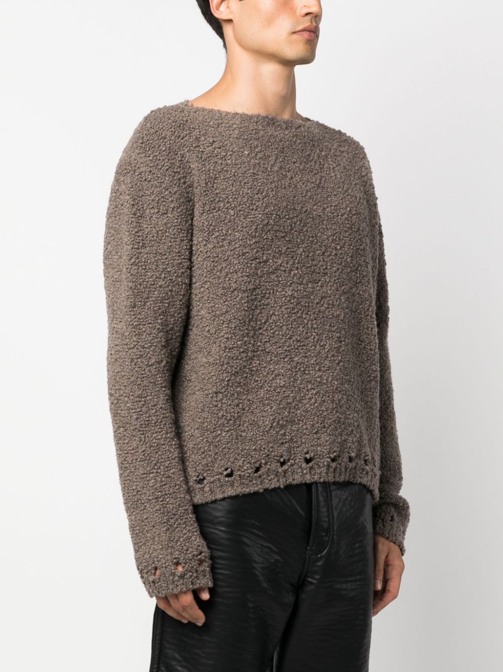 cutout-detail fleece-texture jumper