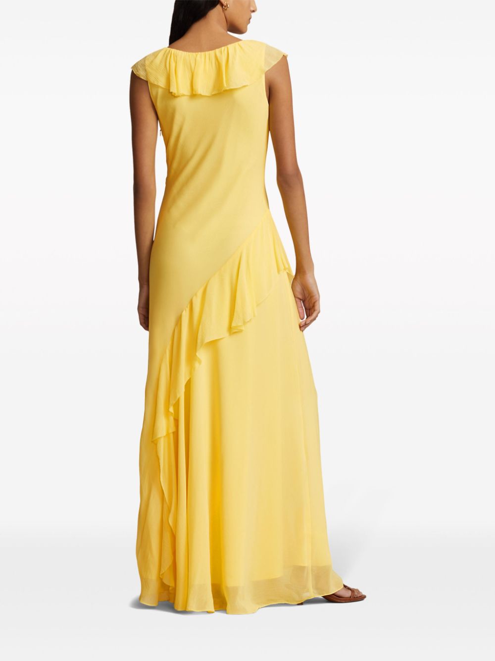 ruffle-detailing chiffon maxi dress