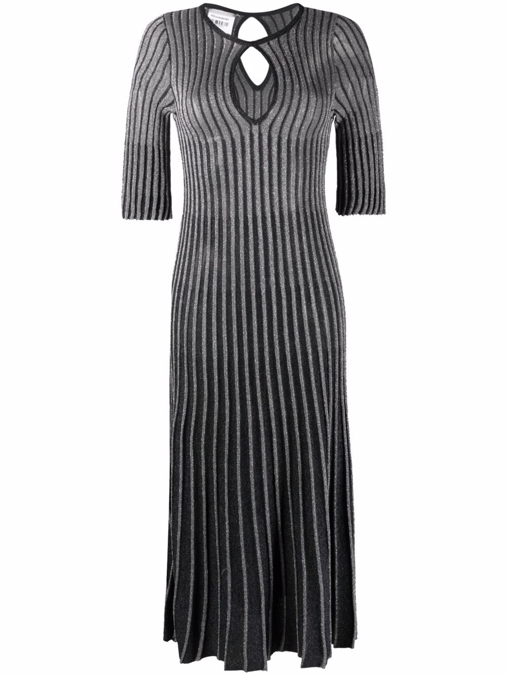 metallic-threaded pleated dress