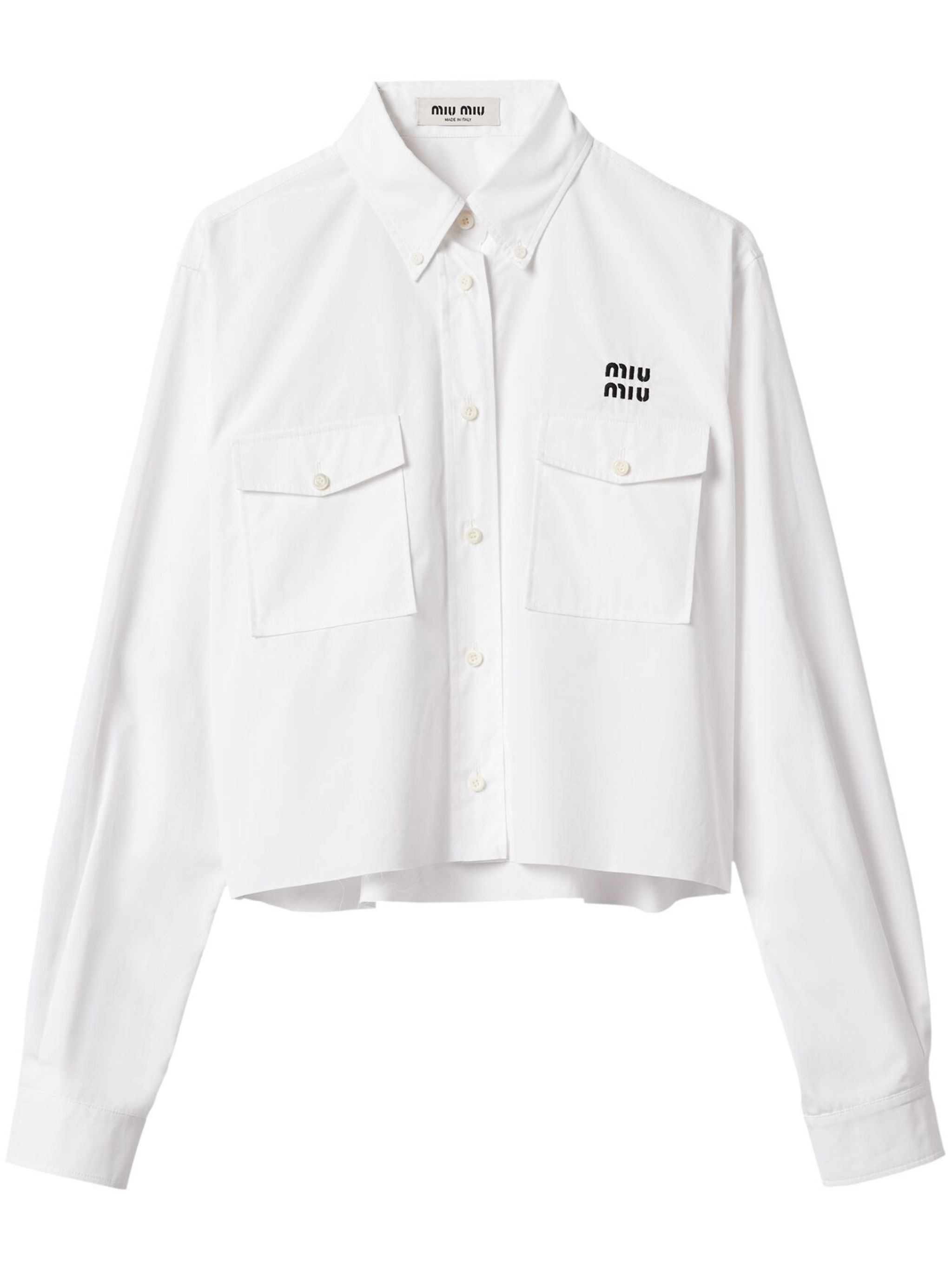 logo-embroidered cropped poplin shirt