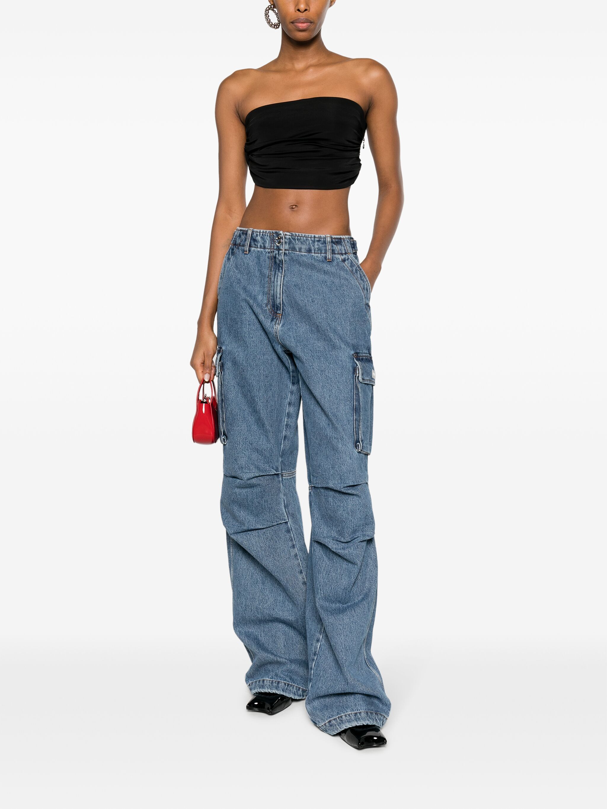 high-waisted wide-leg cargo trousers