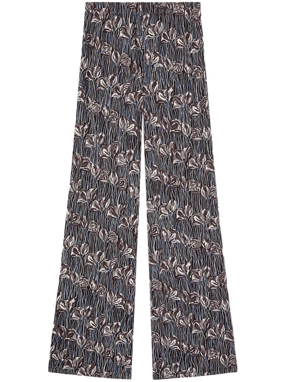 floral print straight-legged trousers