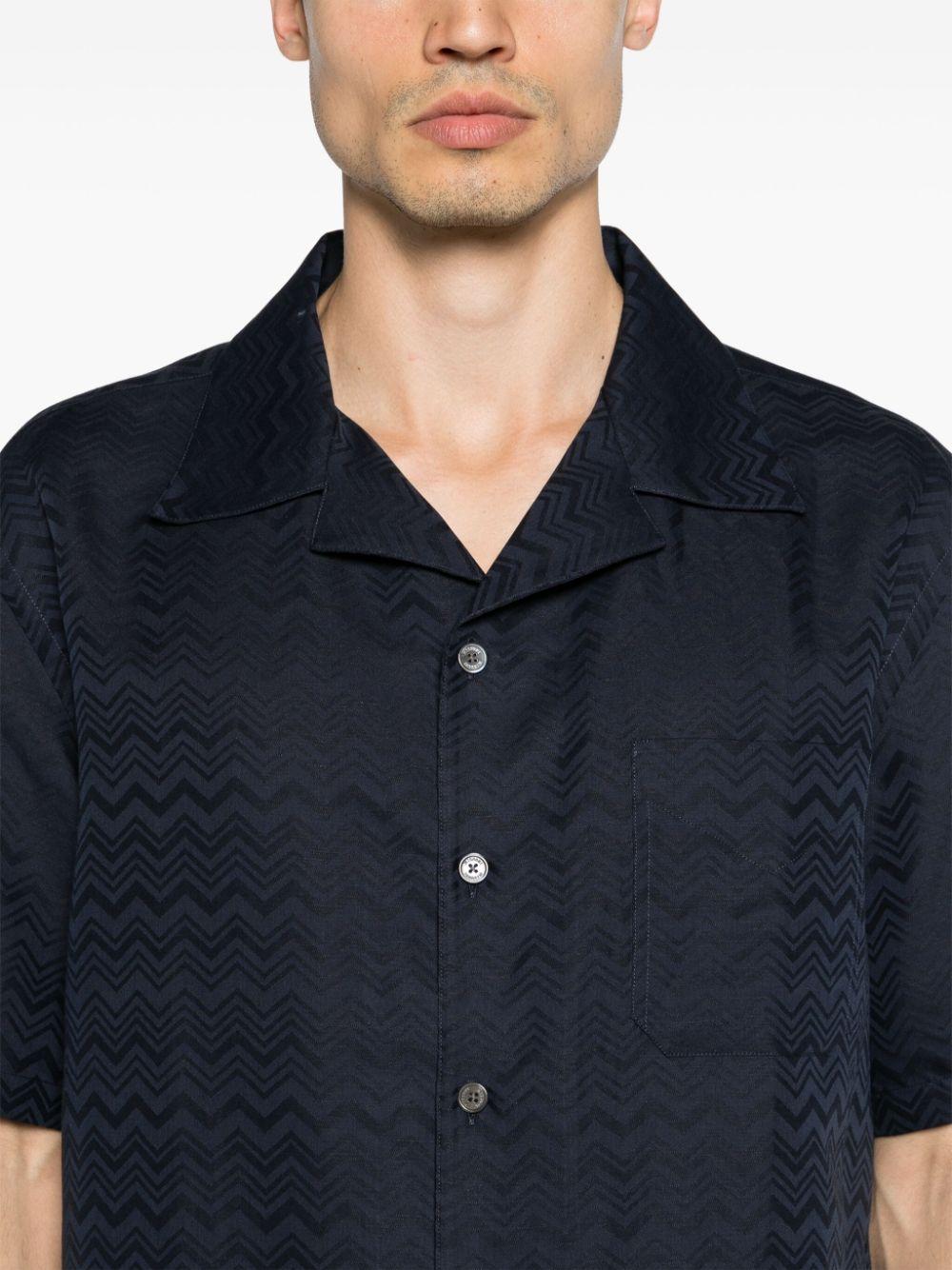 chevron-jacquard short-sleeve shirt