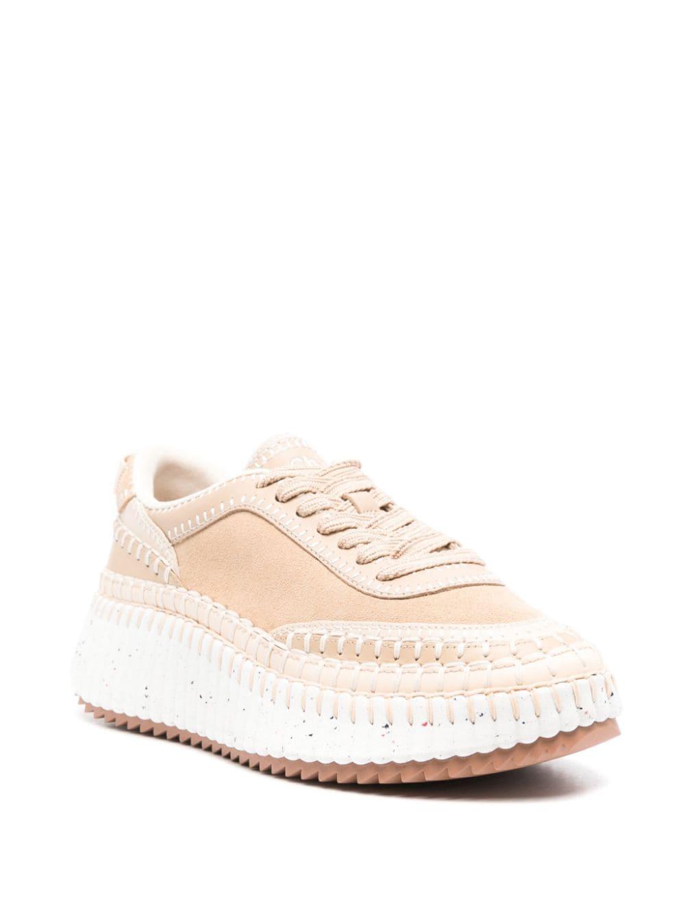 Nama Runner contrast hand-stich leather low-top trainers