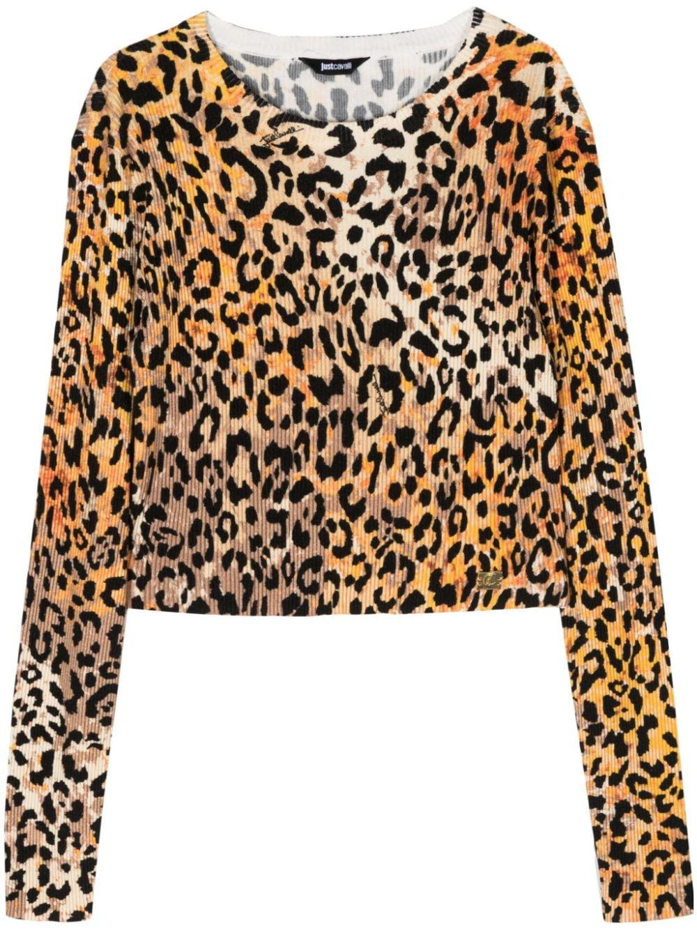 animal-print knitted top