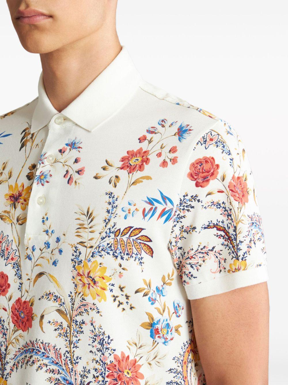 floral paisley-print cotton polo shirt