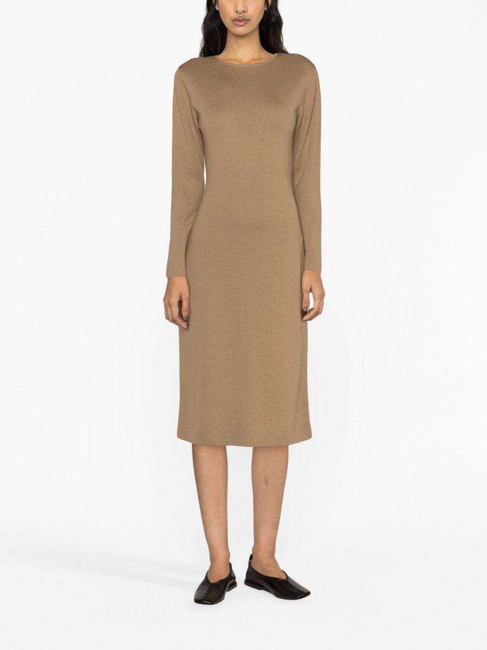 long-sleeve knitted wool dress