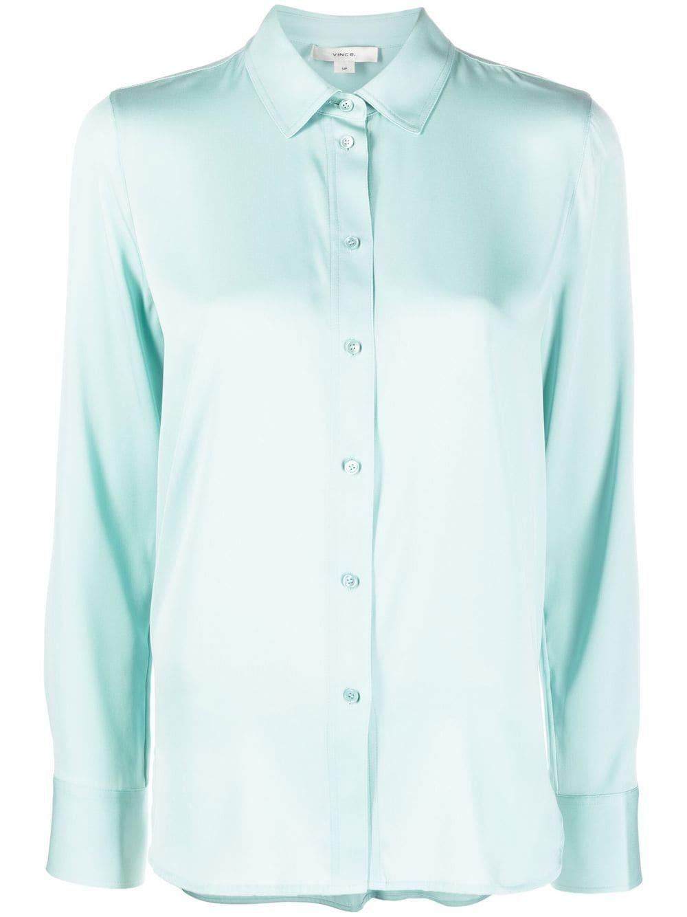 stretch-silk buttoned shirt