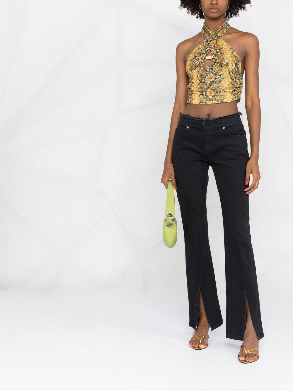 snakeskin-print halterneck top