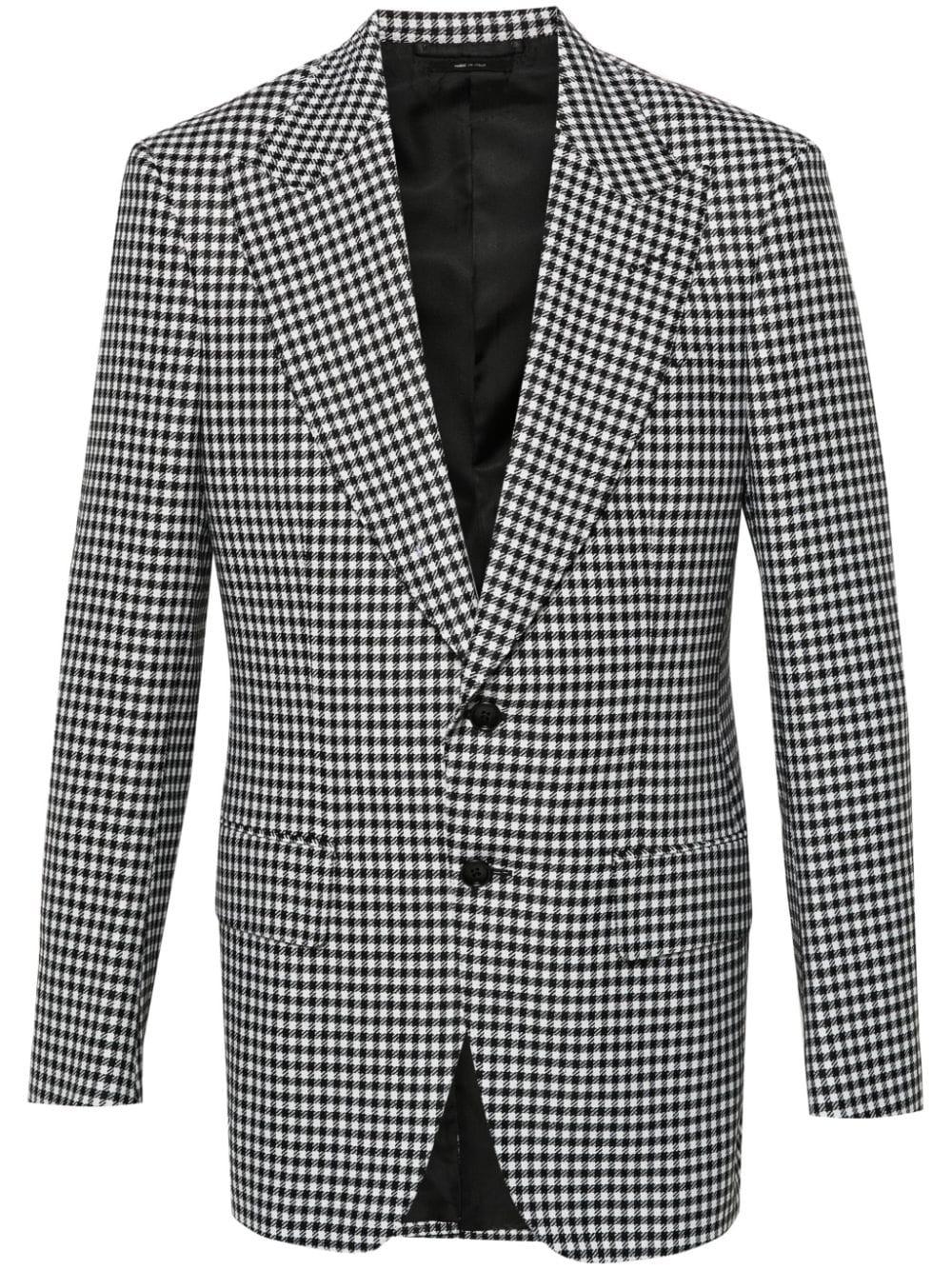 single-breasted houndstooth blazer