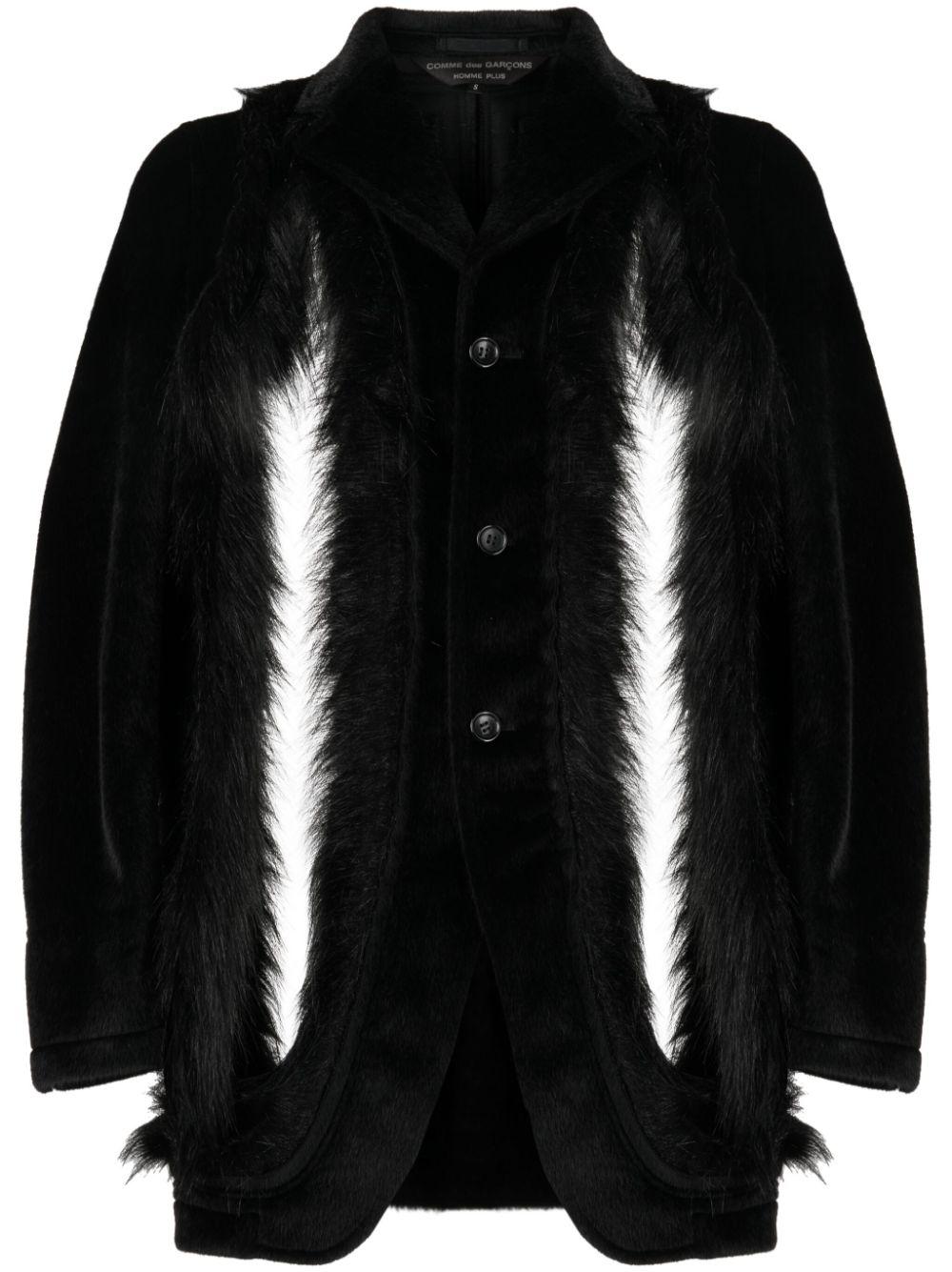 cut-out faux-fur blazer