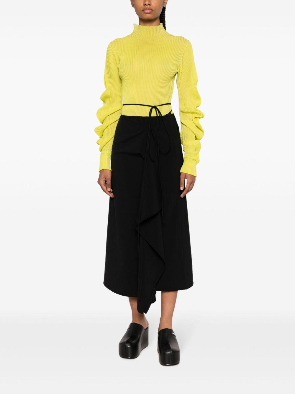 wraparound tie flared skirt