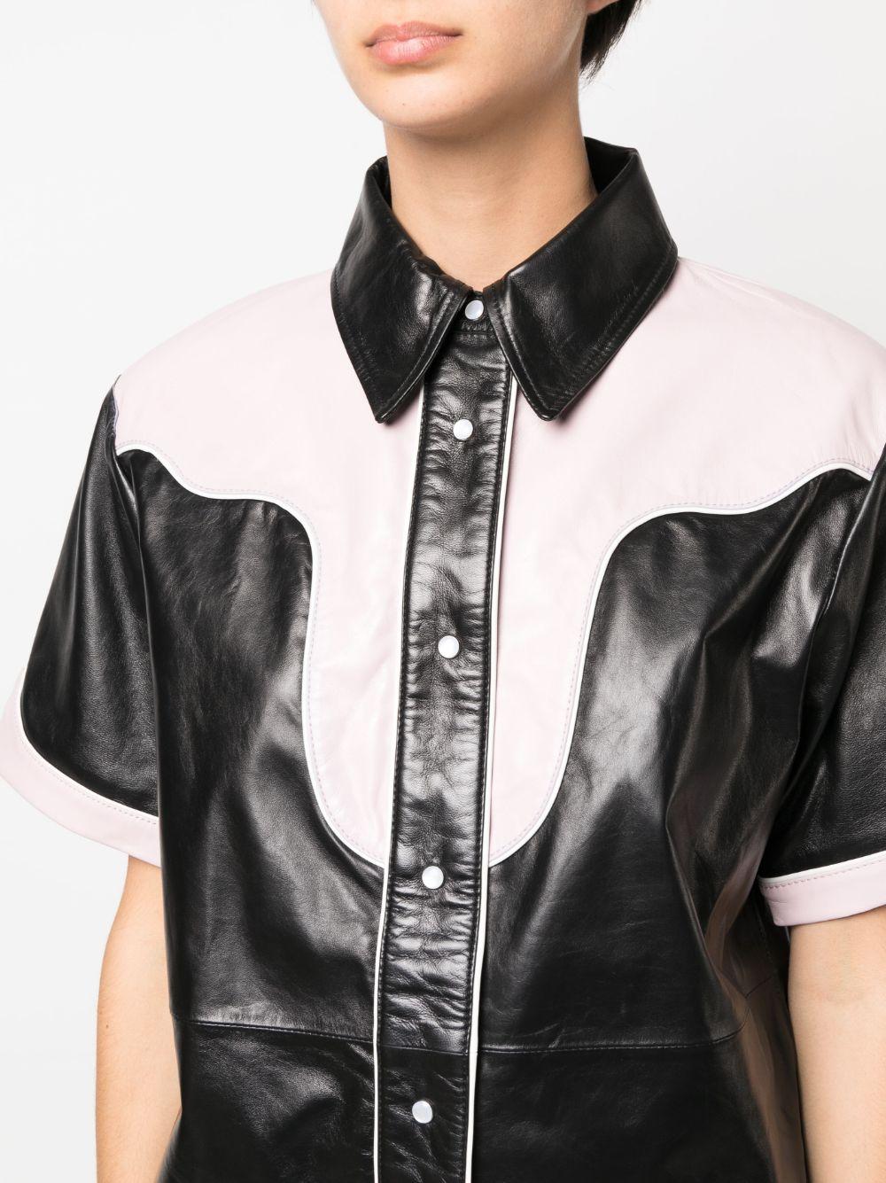 colour-block leather shirt