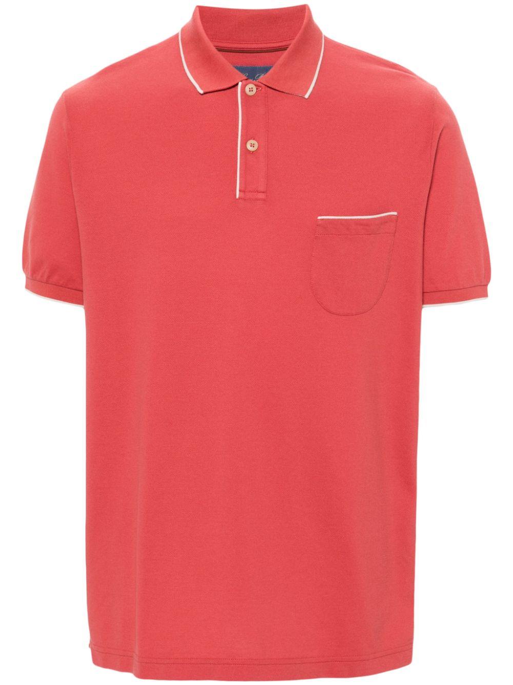 Striped-Edge Piqué Polo Shirt