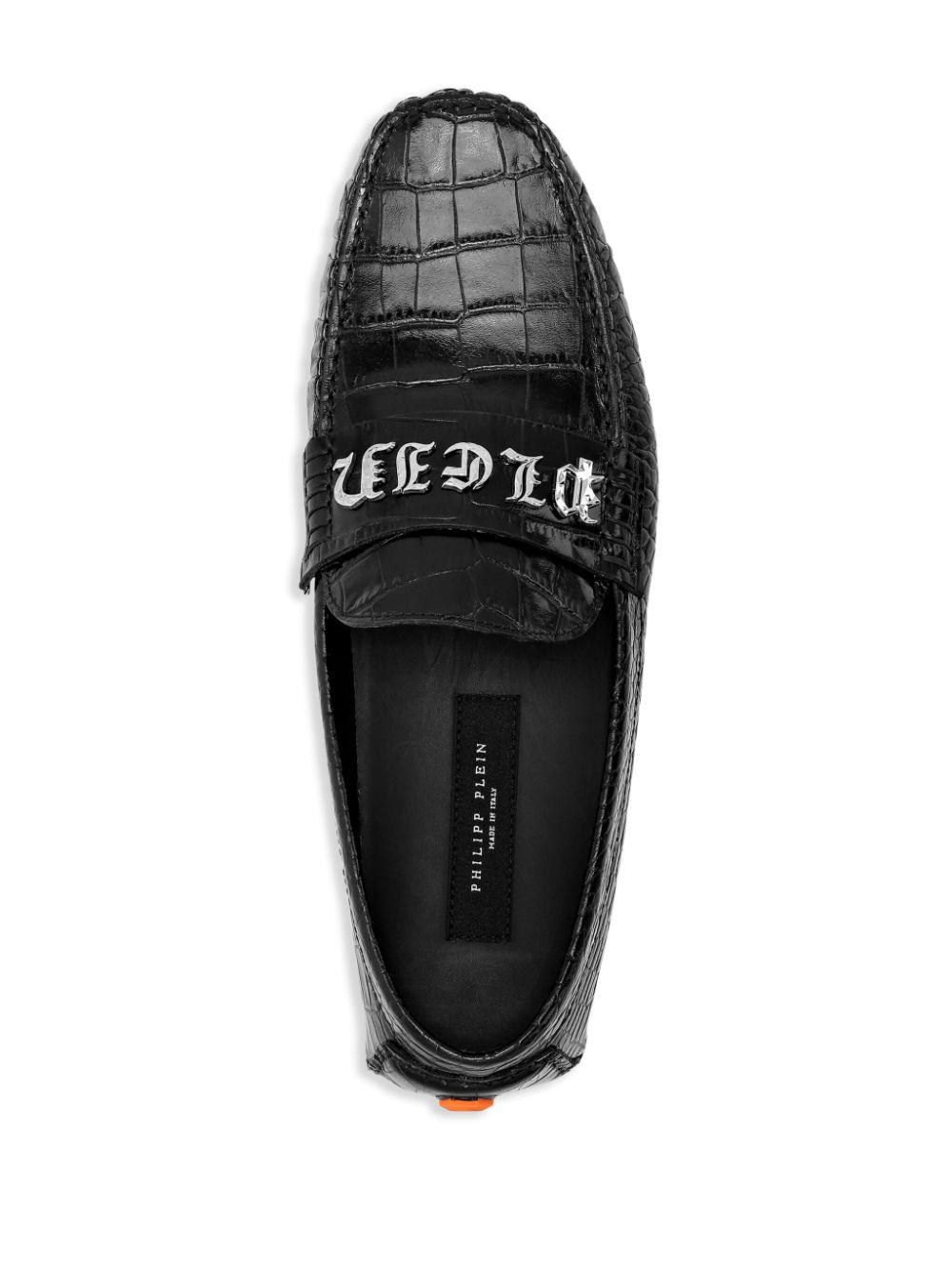 crocodile-embossed leather loafers