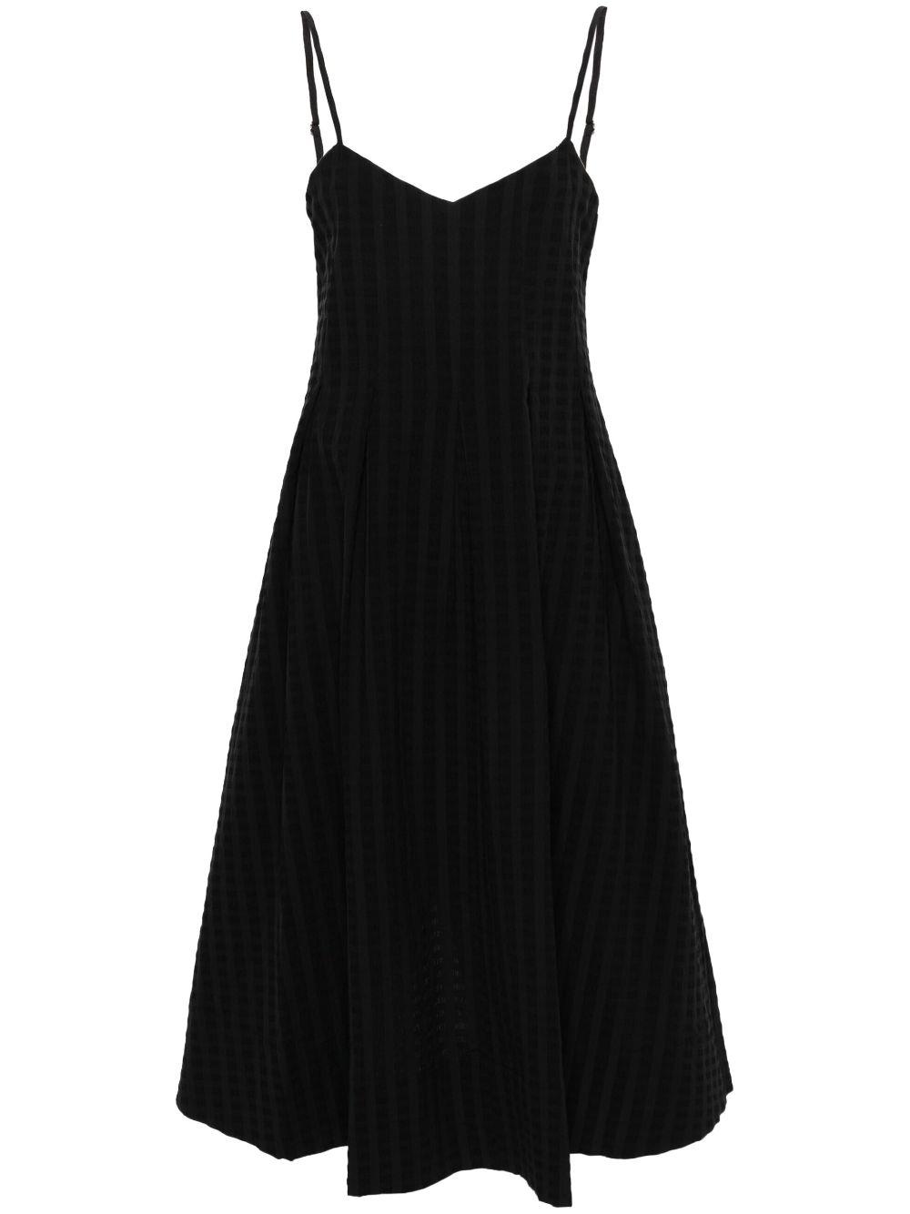  Black Ribbed Sleeveless Midi Dress