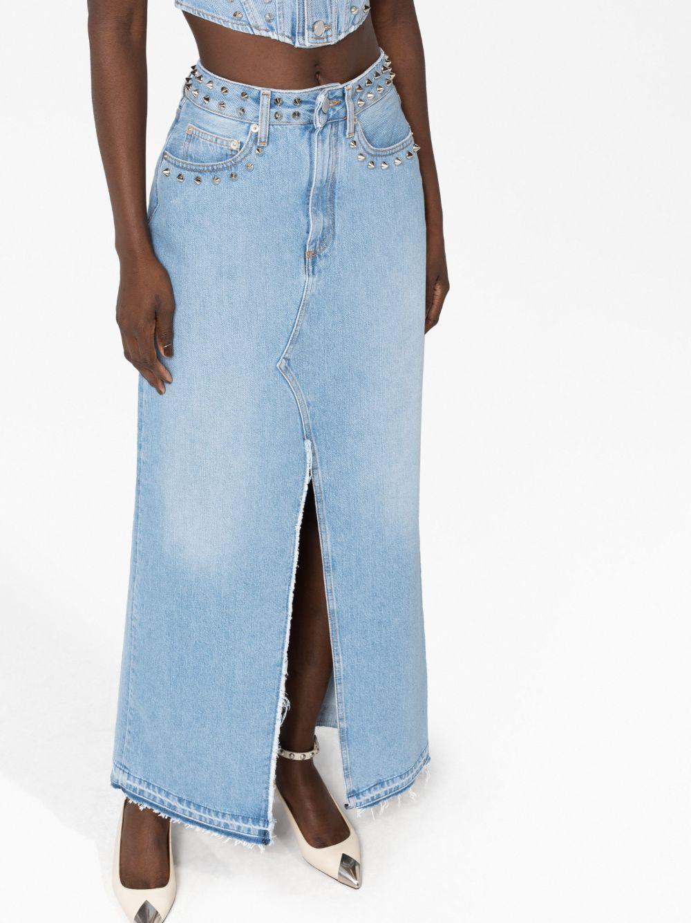 spilt-detail maxi denim skirt