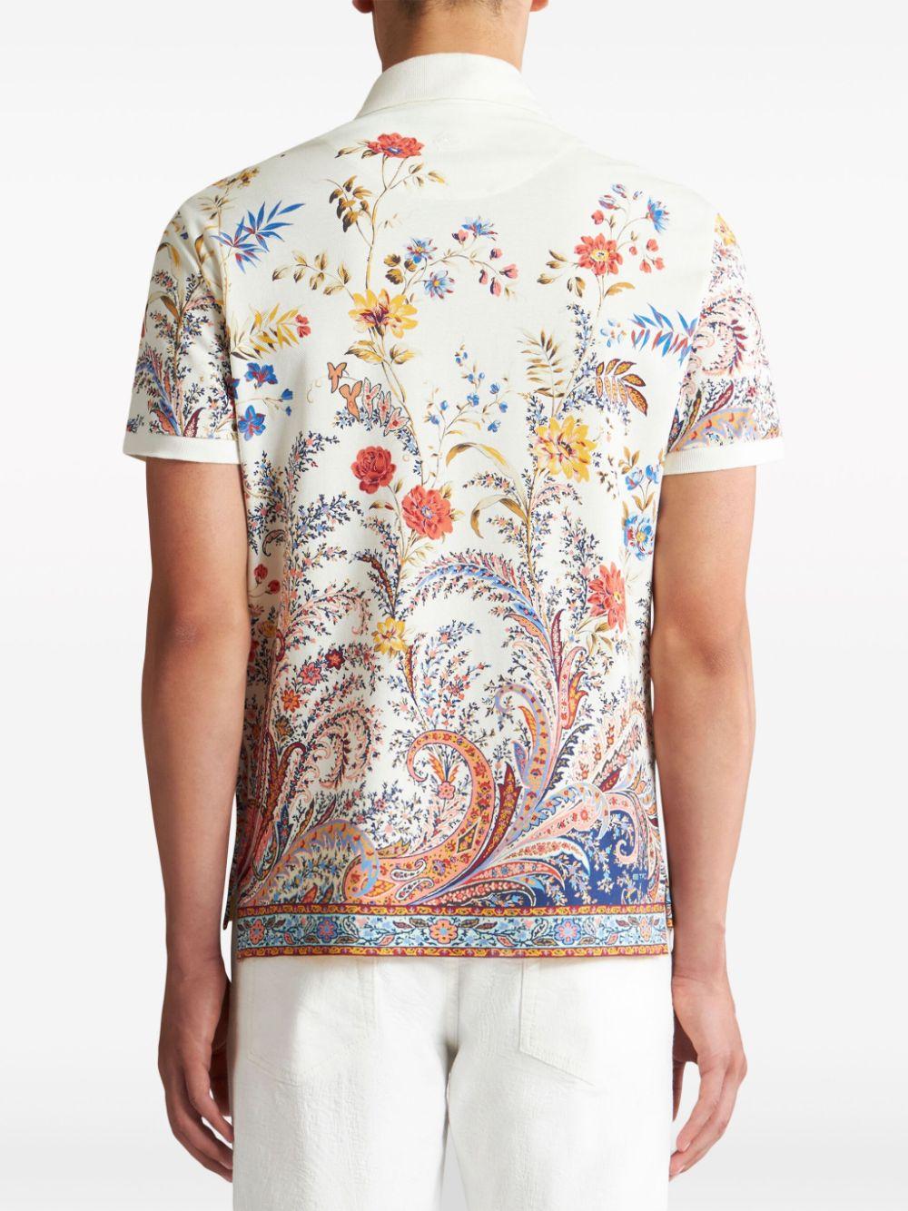 floral paisley-print cotton polo shirt