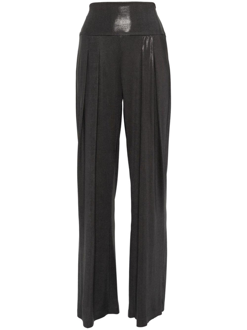 pleated straight trousers