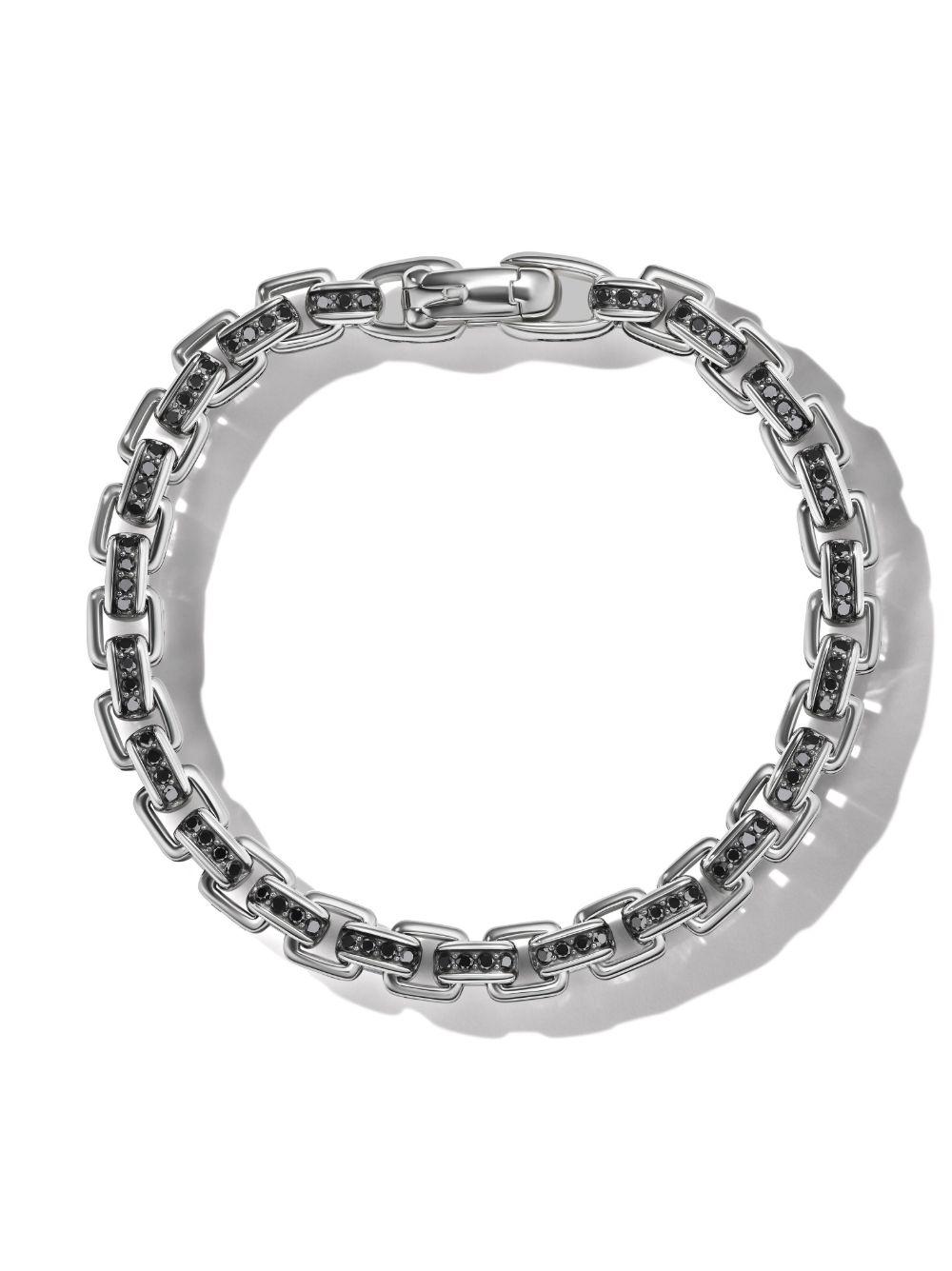 sterling silver and diamond box chain bracelet