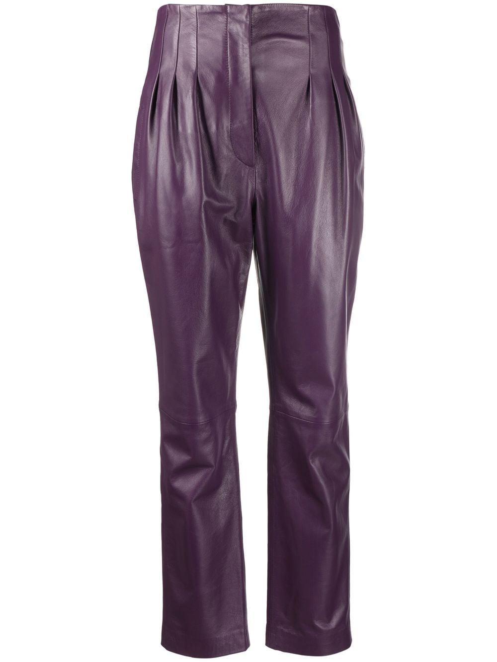 tapered-leg leather trousers