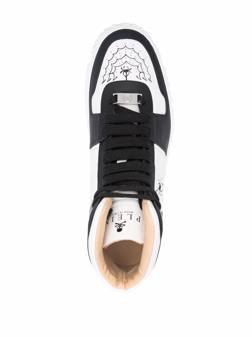 panelled spider print sneakers