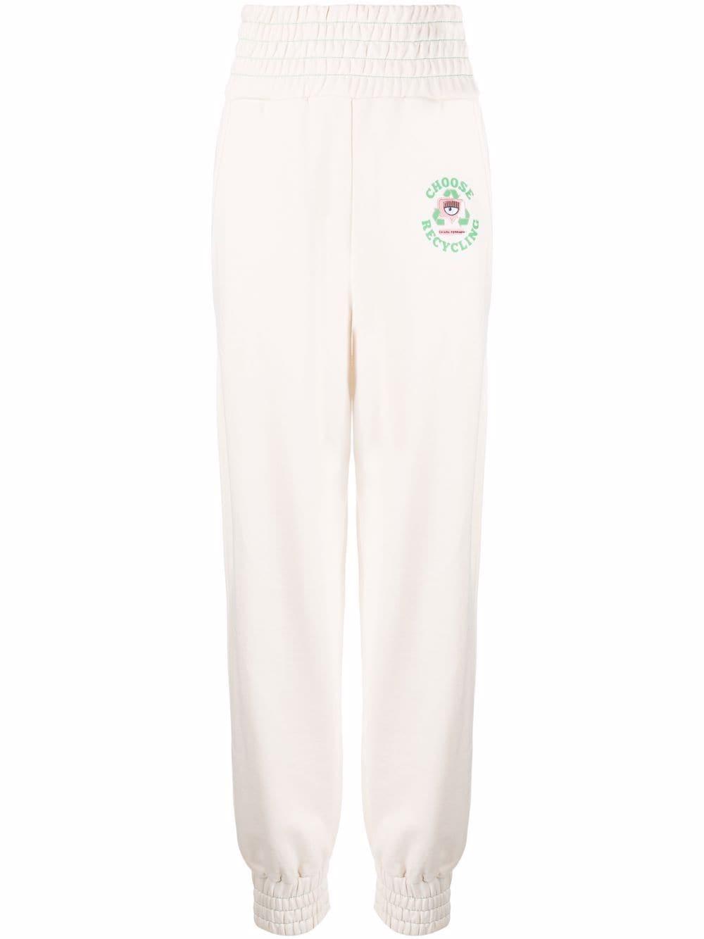 Eyelike slogan-print track pants