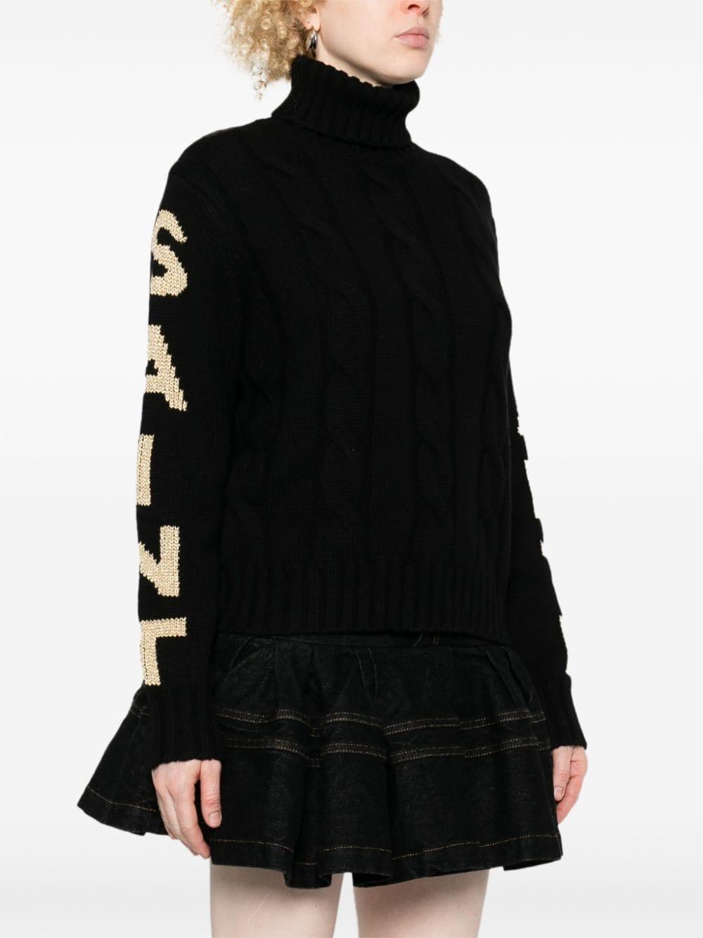 logo-jacquard turtleneck sweater