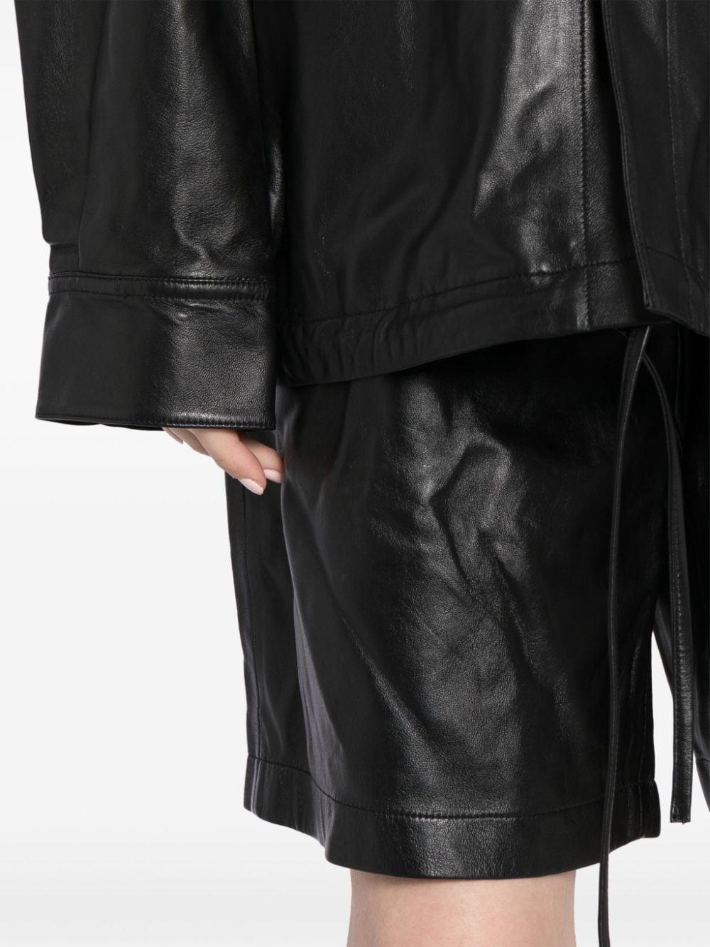 zip-up leather shorts