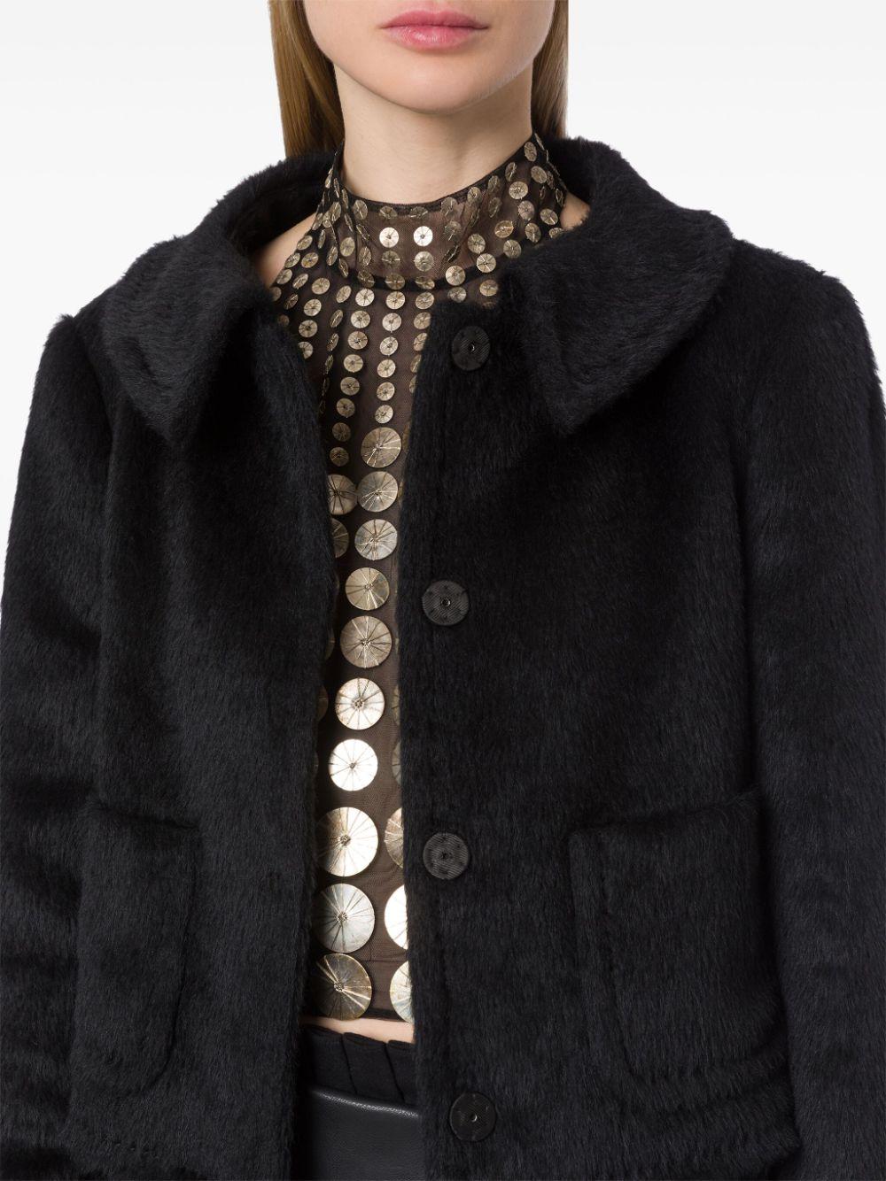 spread-collar faux-fur jacket