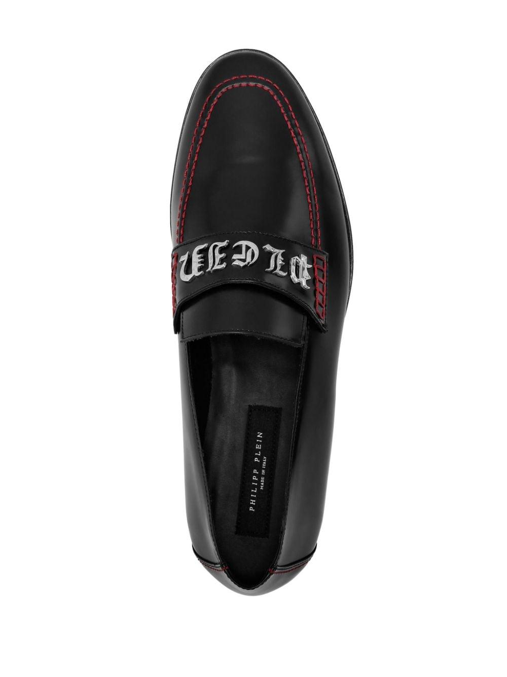 logo-lettering leather loafers 