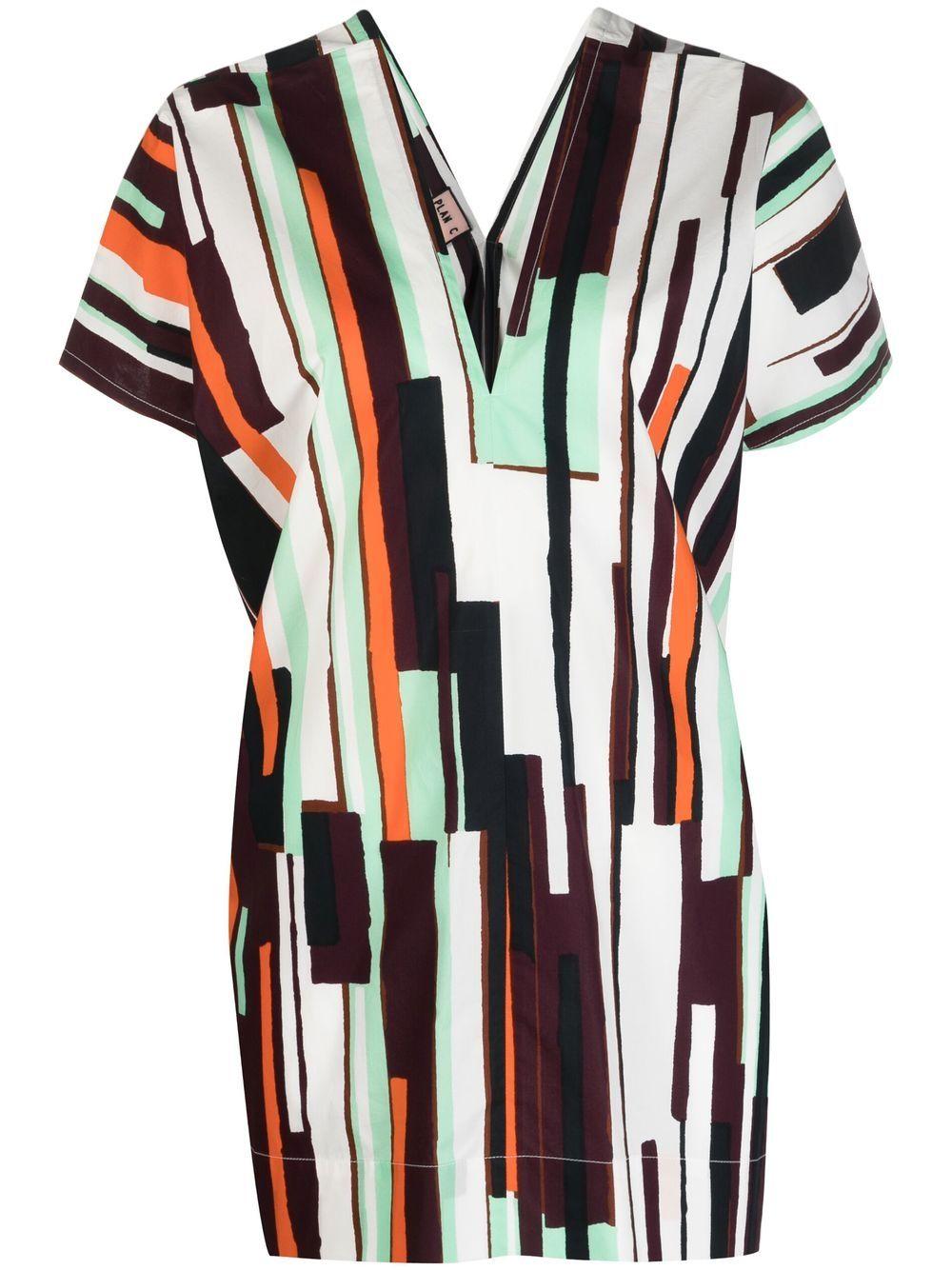 abstract-pattern short-sleeve top