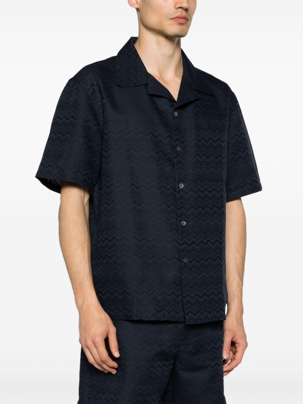 chevron-jacquard short-sleeve shirt