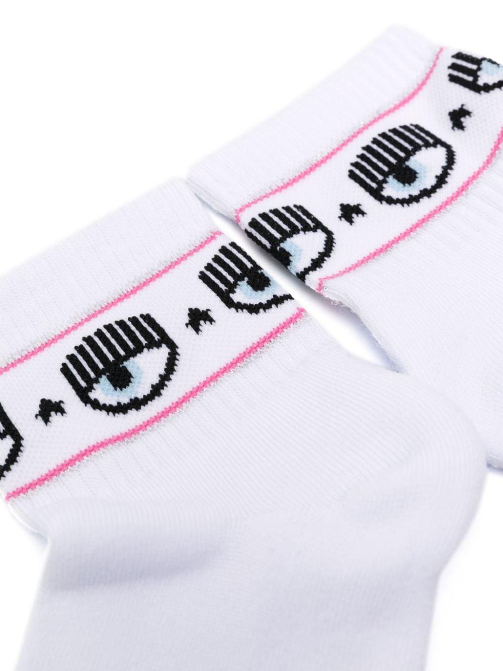 Eyelike-motif intarsia-knit socks