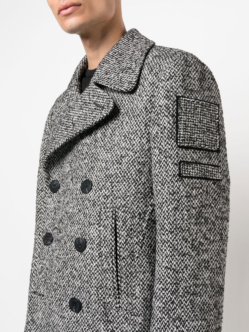 double-breasted tweed coat