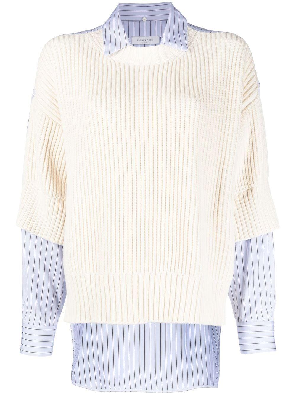 rib-panel stripe-print shirt