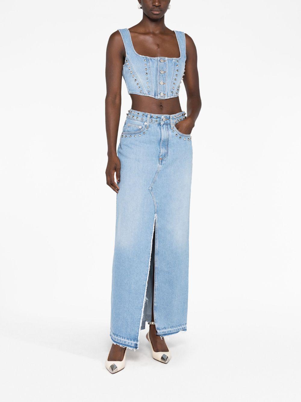 spilt-detail maxi denim skirt