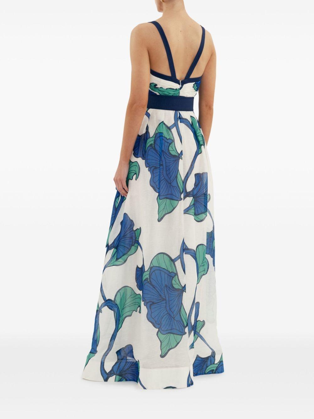 floral-print belted maxi dress