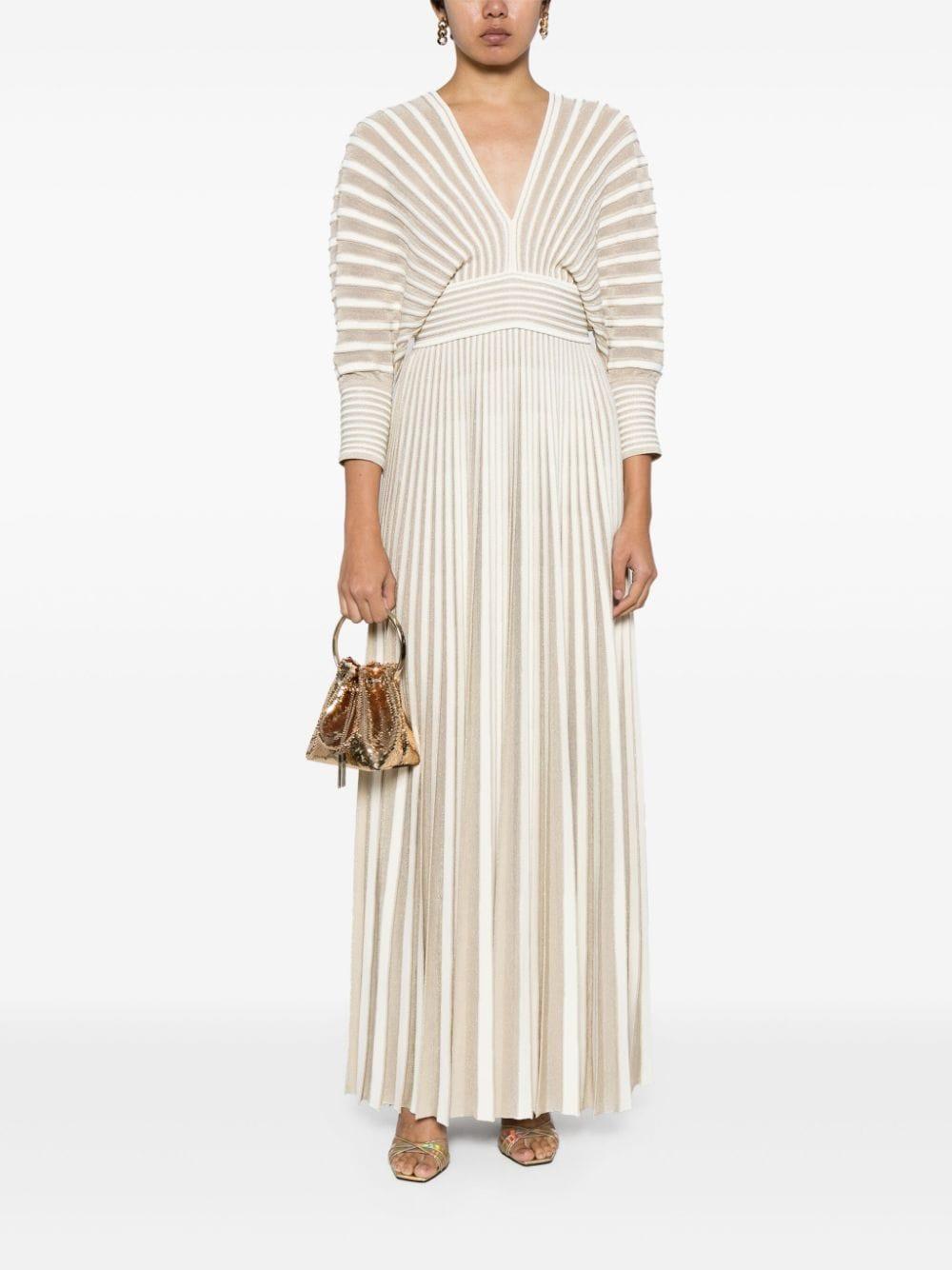 pleated knit maxi dress