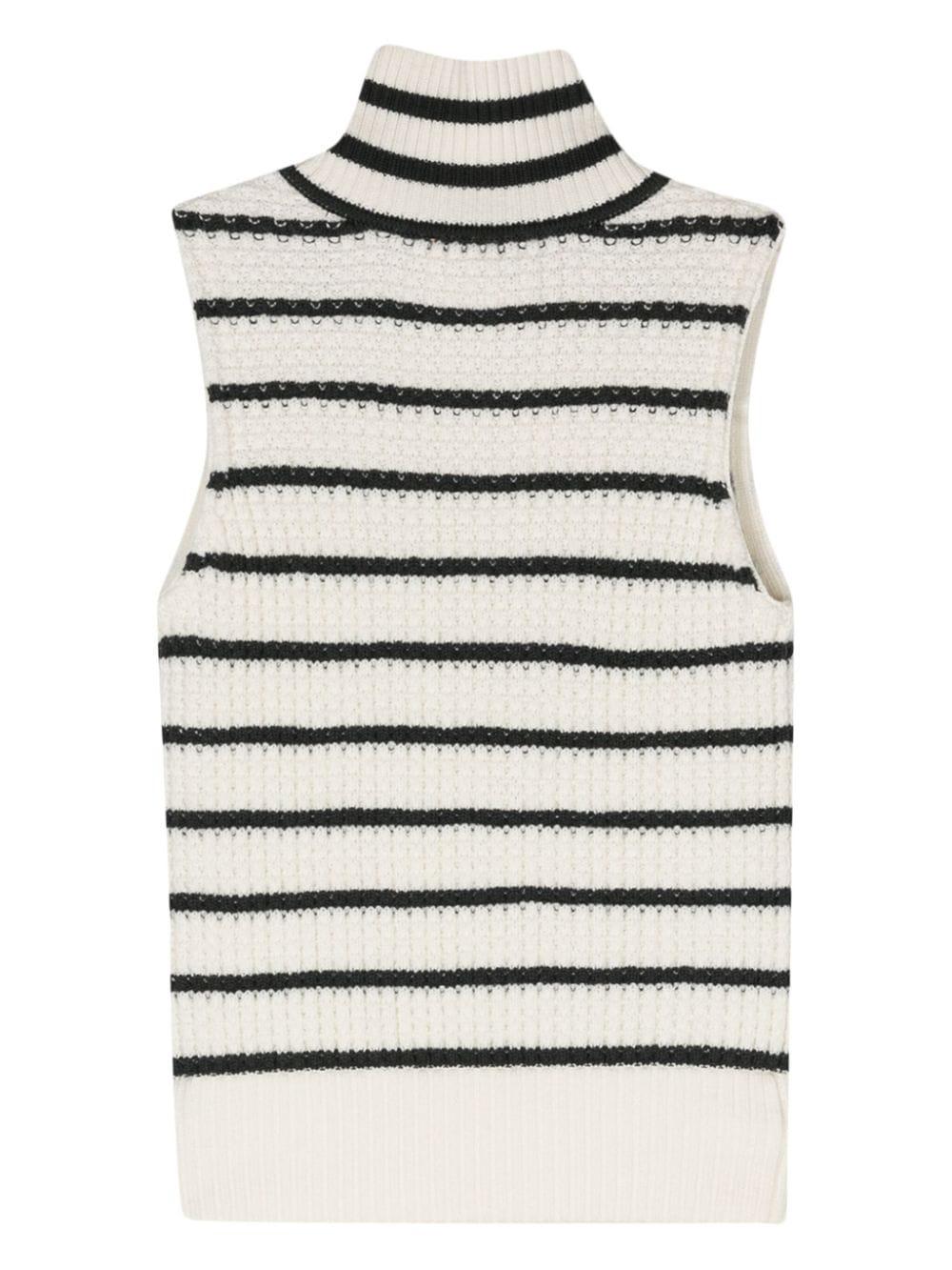 striped sleeveless blouse