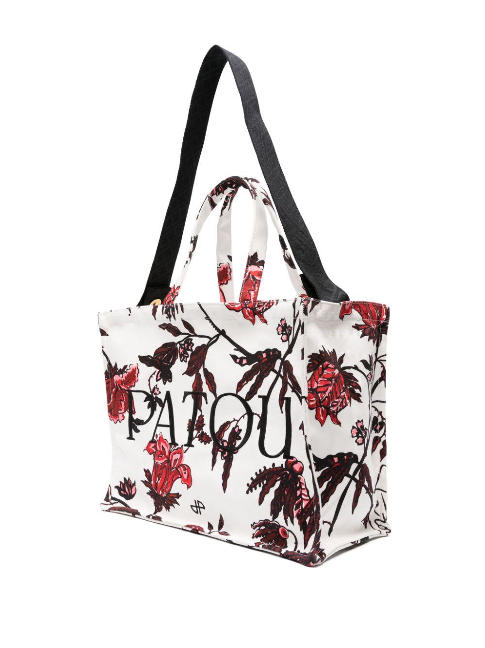 large floral-print tote bag