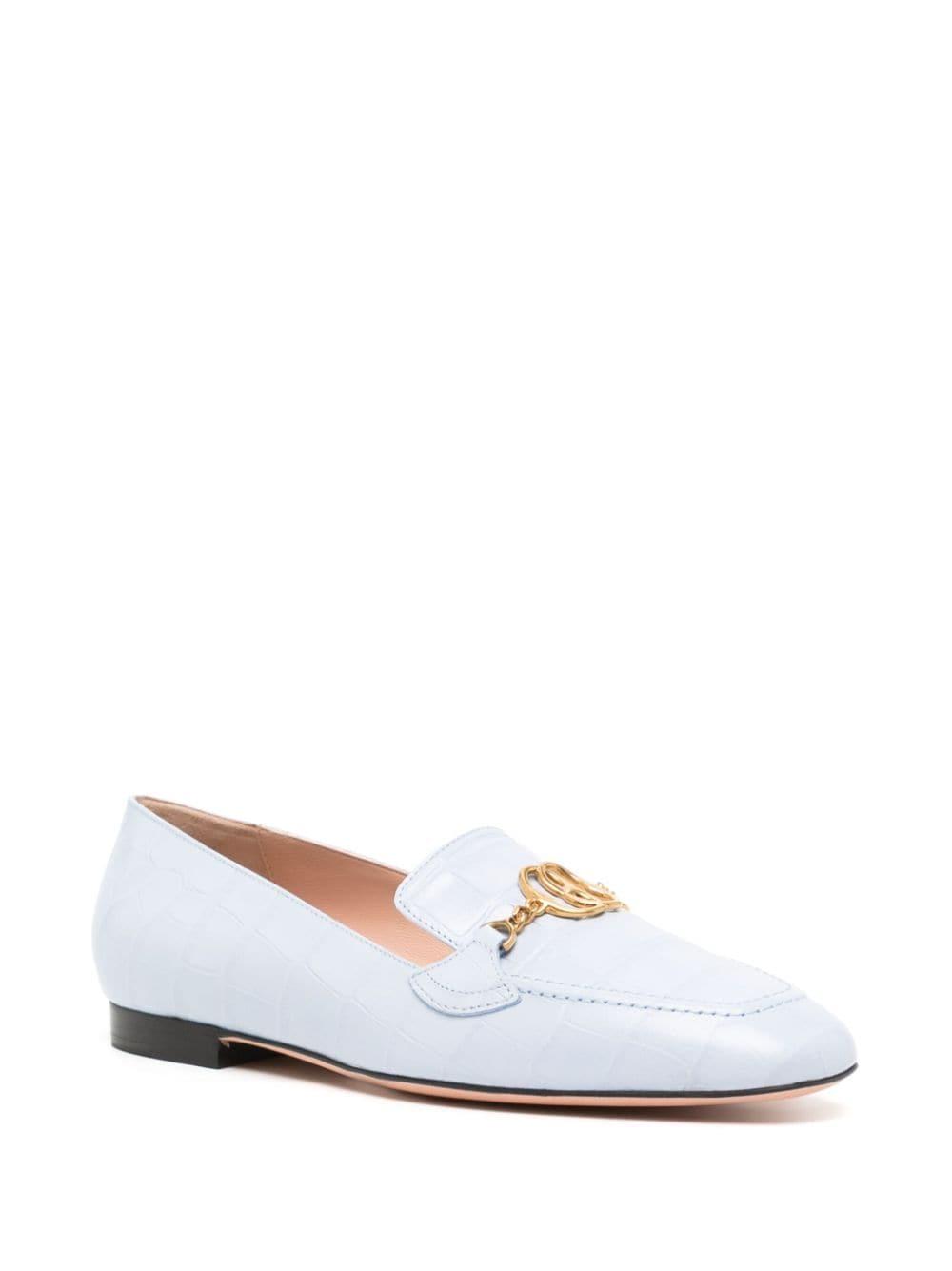 logo-plaque leather loafers