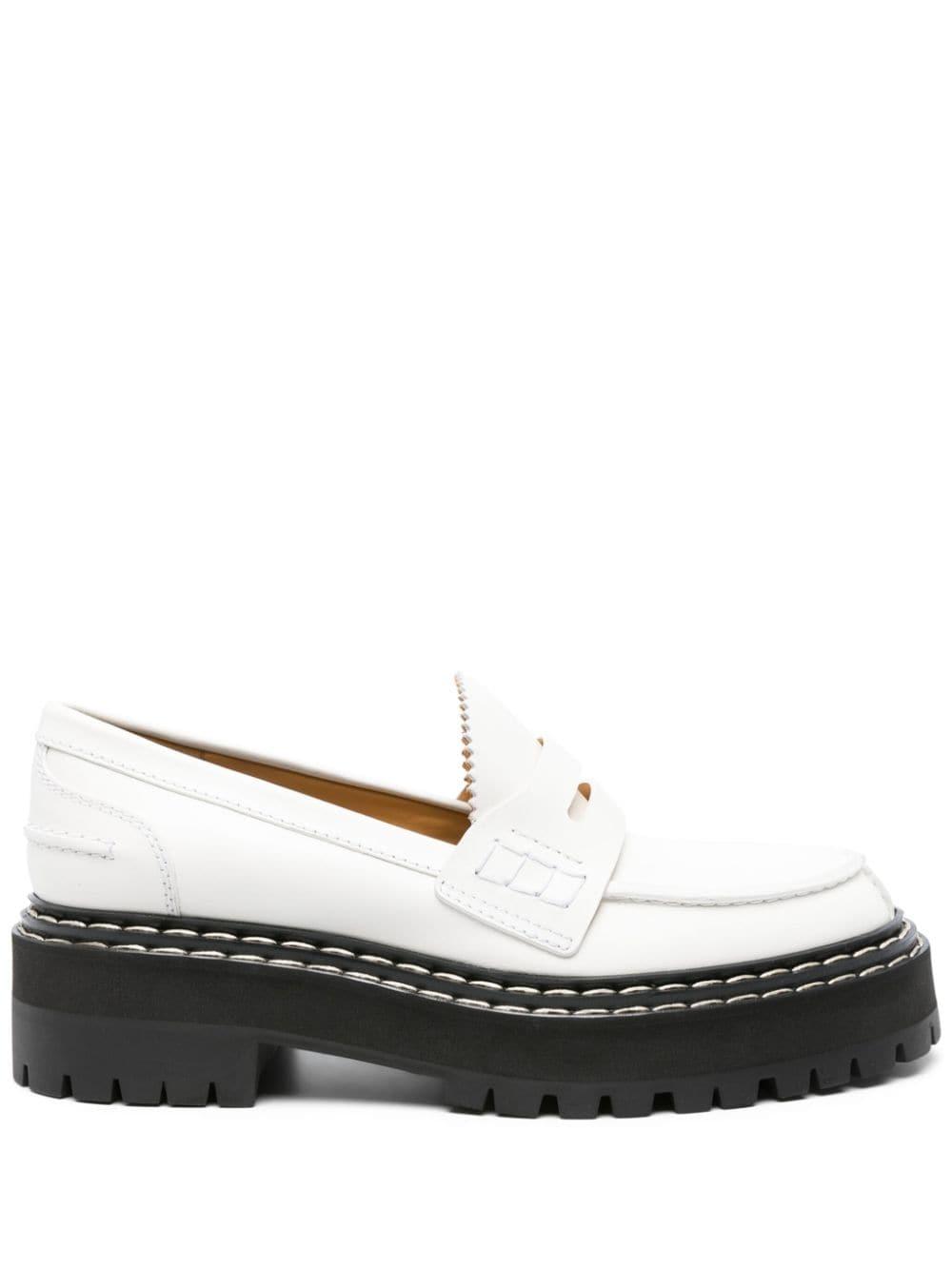 contrast-stitch penny-slot leather loafers