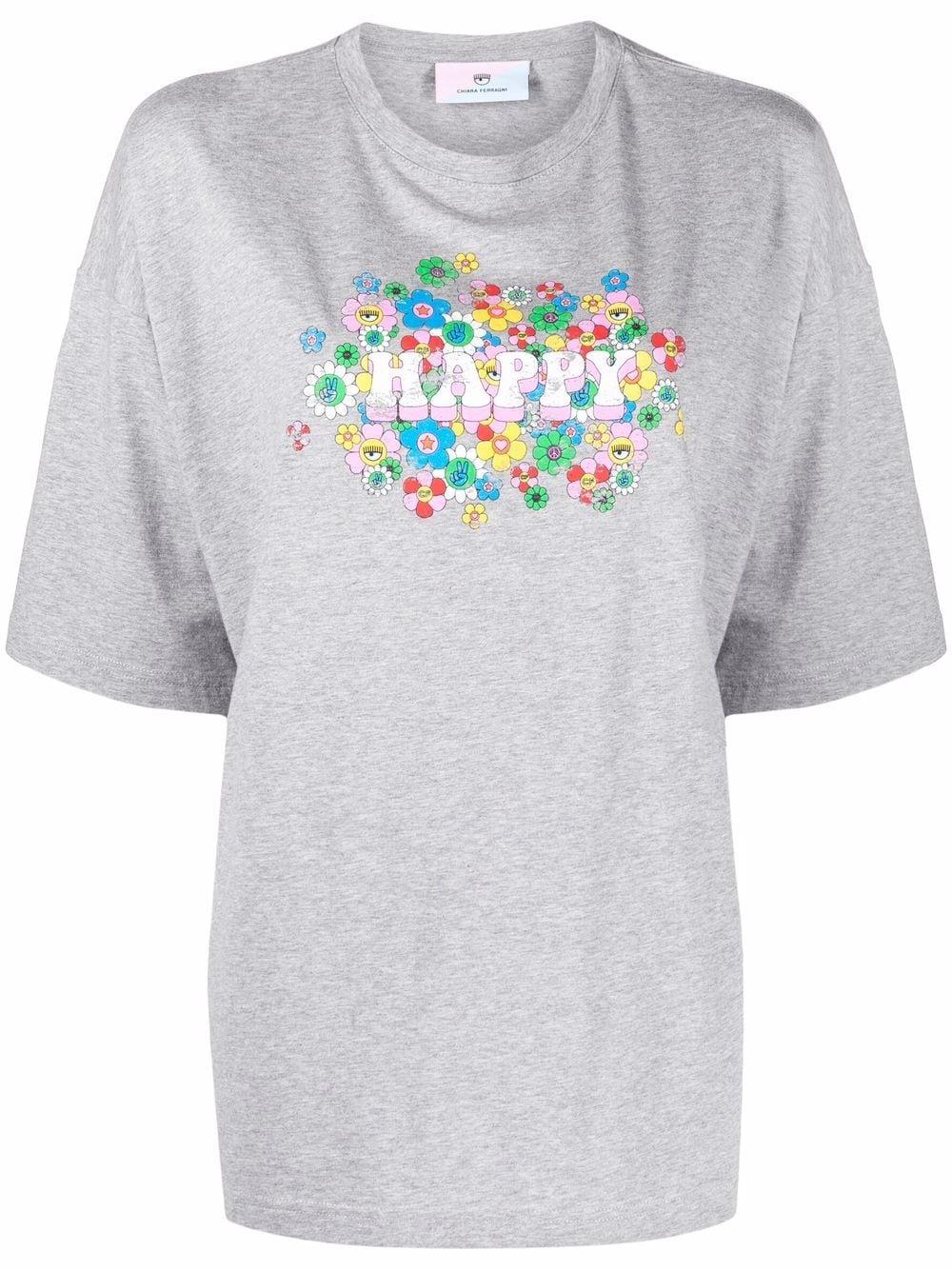 Happy print short-sleeve T-shirt