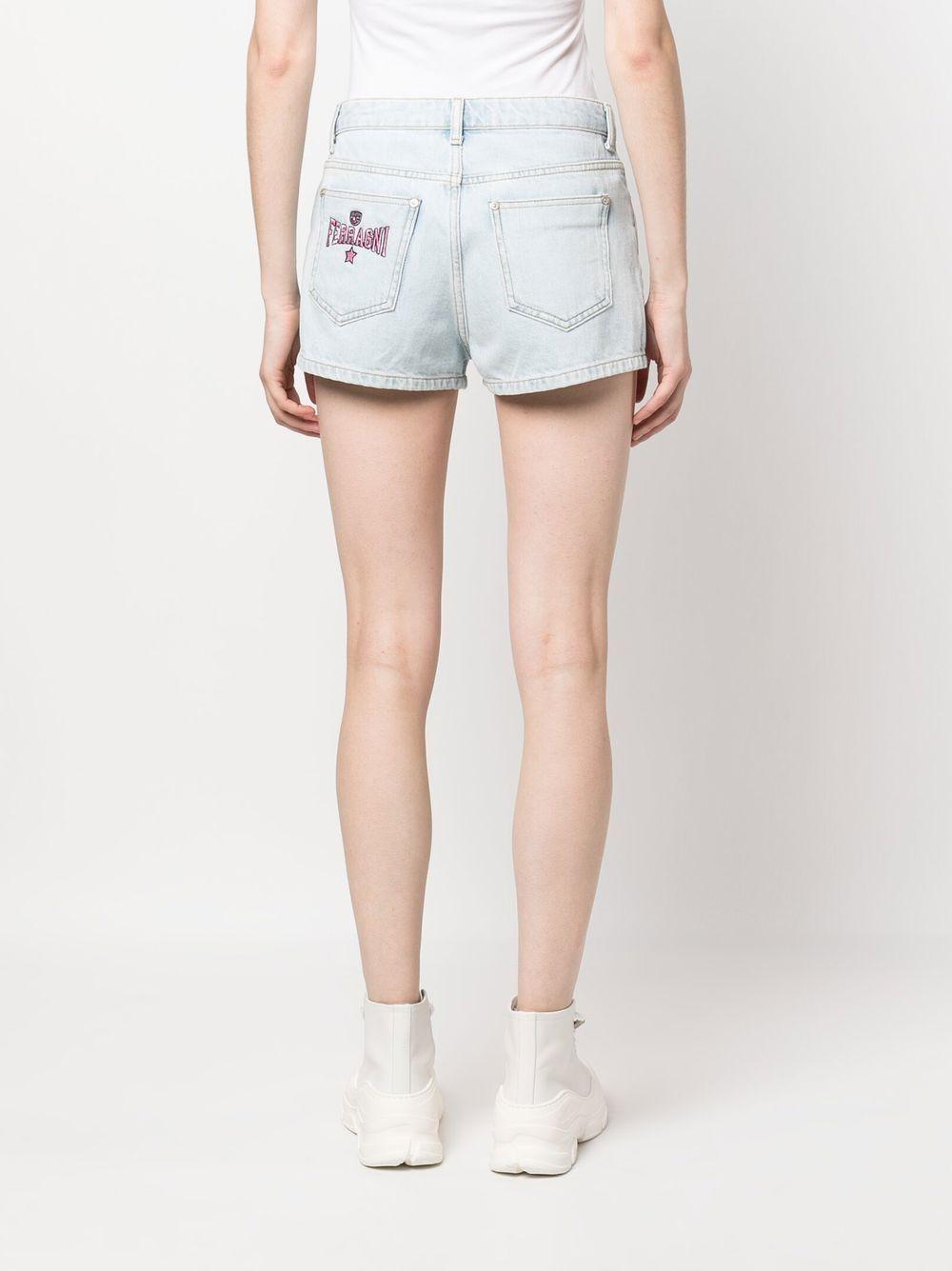 embroidered-logo denim shorts