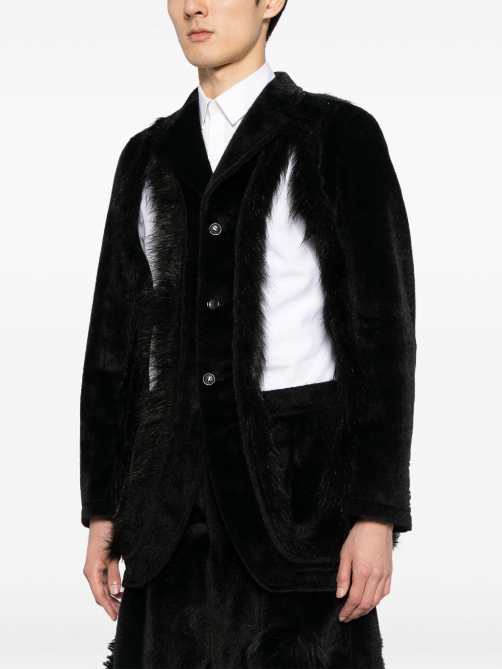 cut-out faux-fur blazer