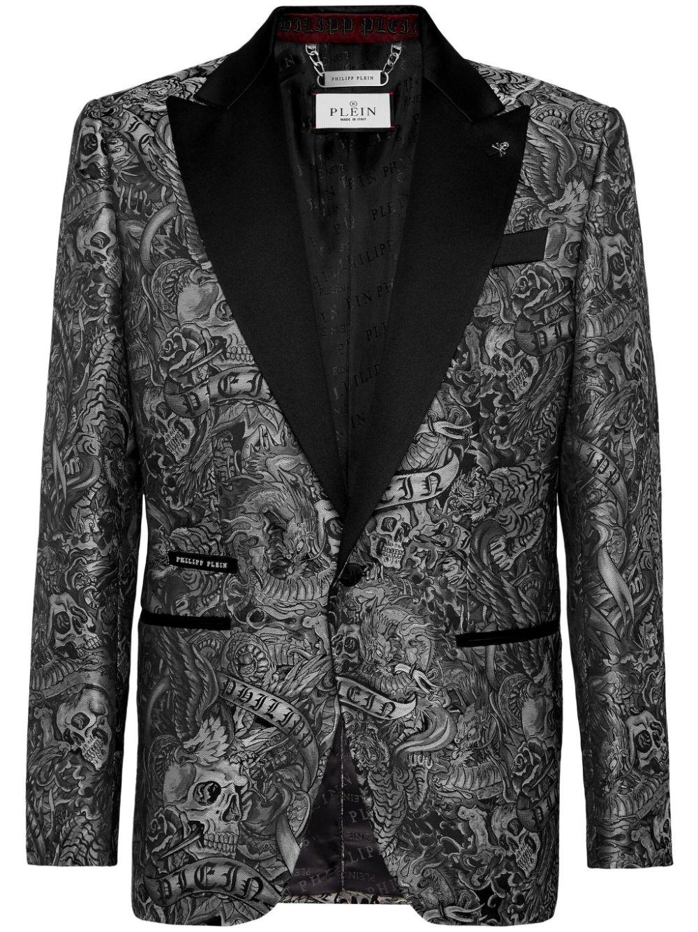 Lord Tattoo-print single-breasted blazer