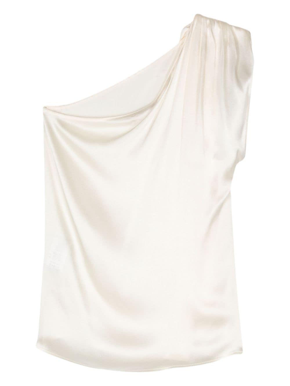 one-shoulder satin top